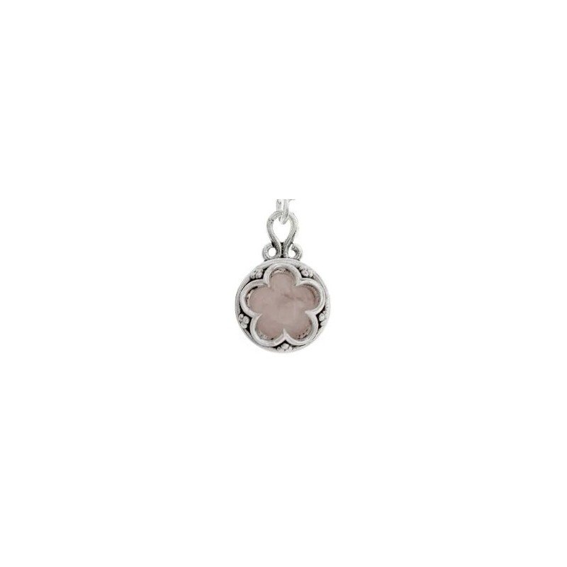 Amuleto Plata Gotland con Cuarzo Rosa 1,7 x 1,1 cm